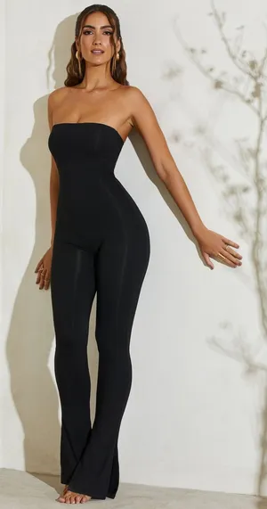 Oh Polly Erisen Modal Off-Shoulder Long-Sleeve Jumpsuit NWT Sz 12 Black‎ thumbnail 1