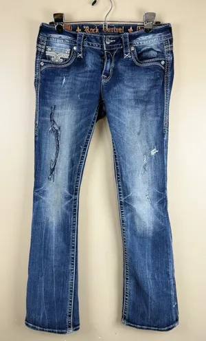 Rock Revival Jeans Womens 27 Effie Boot Cut Low Rise Rhinestone Flap Pockets thumbnail 1