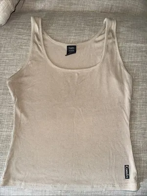Comfrt Ribbed Contour Waist Length Tank Top in Desert - Women's Scoop Neck thumbnail 2