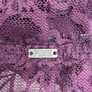 Victoria's Secret PINK M Medium Lace Bralette Bra Pullover‎ Lace Strappy Purple thumbnail 6