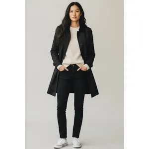 London Fog Black Waterproof Trench Coat M Classic Mid Length Quiet Luxury Office thumbnail 14