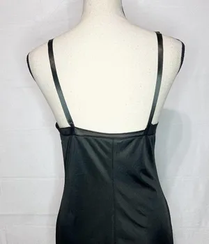 Vintage Movie Star Full Slip Black Nightgown 100% Nylon Lace Hem Sz S Bust: 34” thumbnail 5