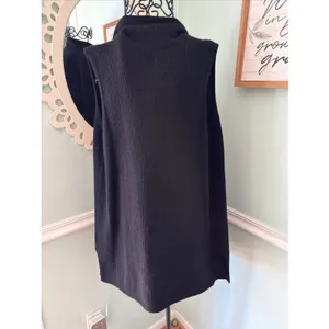 Charter‎ Club Luxury 100% Cashmere Black Duster Sweater Vest Ribbed thumbnail 5