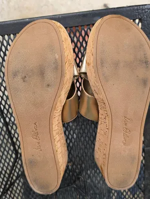 Sam Edelman Remini Platform Wedge Metallic Gold Sandal SZ 9 thumbnail 9