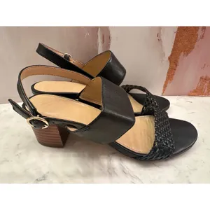 Talbots Mimi Woven‎ Black Leather Block Heel Slingback Sandals 6.5M thumbnail 7