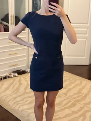 Lilly Pulitzer Layton Navy Ribbed Shift Mini Dress Size XXS thumbnail 3