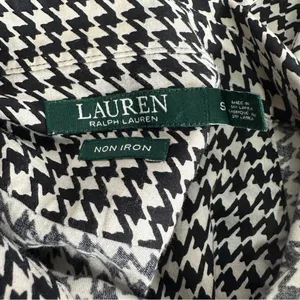 Lauren Ralph Lauren Houndstooth Top S Black Ivory Cotton Non Iron Button Up thumbnail 5