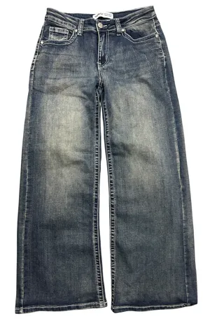 Telepatia Y2K Low Rise Wide Leg Jeans Rhinestone Embroidered McBling Sz 11 Diva thumbnail 1