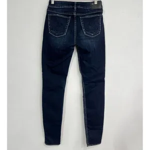 Silver Jeans Stevie Jeans Women's 27x31 Fit 30 Tapered Skinny Stretch Wisker Dark Wash thumbnail 2