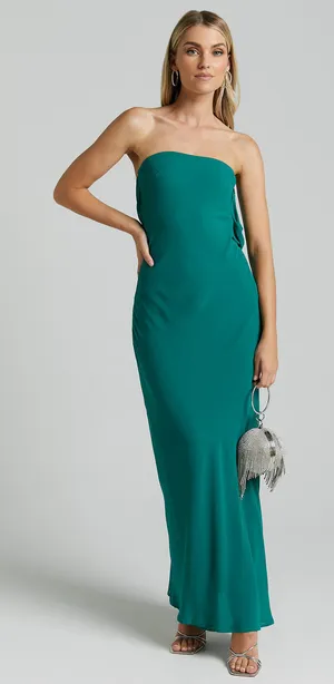New Showpo Laurelle Maxi Dress Strapless Tie Back Cowl Slip Size Medium MSRP $99 thumbnail 1