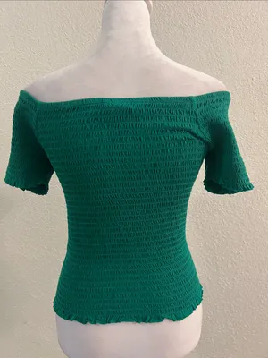Abound Green Smocked Off-Shoulder Top thumbnail 2