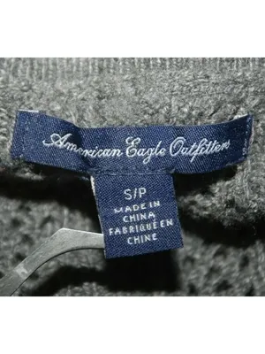Y2K VTG American Eagle Gray Open-Knit Sweater Womens S Cotton Wool Blend Scoop N thumbnail 7