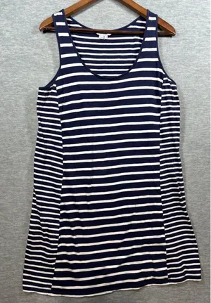 Boden Navy White Striped Sleeveless‎ Cotton Tank Dress Womens 10 thumbnail 1