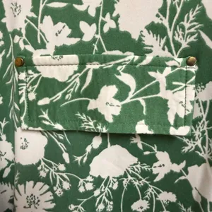 Fyve Womens 2X Green Cream Floral Sleeveless Half Zip Blouse Pockets Jersey Knit thumbnail 5