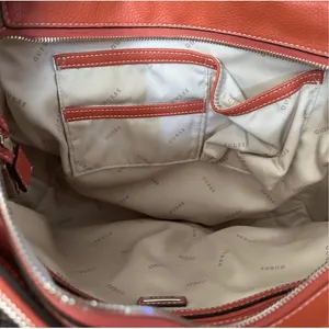 GUESS Satchel Handbag Burnt Orange Canvas Leather Trim Top Handle Crossbody Bag‎ thumbnail 9