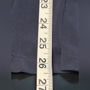 Ann Taylor Mixed Media Pleated Front Dark Blue Top size Medium thumbnail 10