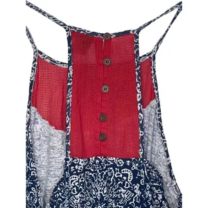 Lucky Brand Boho Tank‎ Top Hollow Cut Crochet Cotton Strappy Button Women Small thumbnail 6