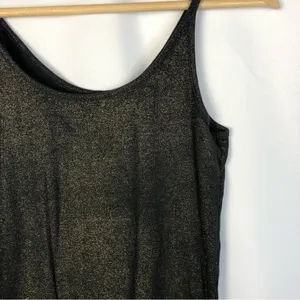 Faded Glory Black & Gold Shimmer Cami Tank Top‎ M thumbnail 3