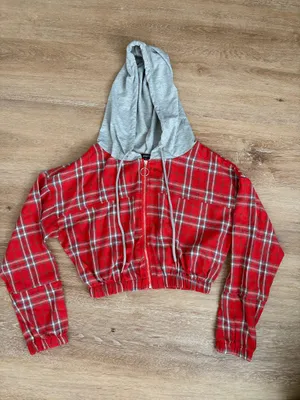 Red Plaid Zip-Up Hoodie thumbnail 1