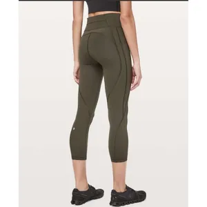 Lululemon Time To‎ Sweat Crop *23" Dark Olive Size 8 thumbnail 2