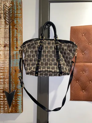 Michael Kors Black and Beige MK Monogram Satchel with Crossbody Strap thumbnail 16