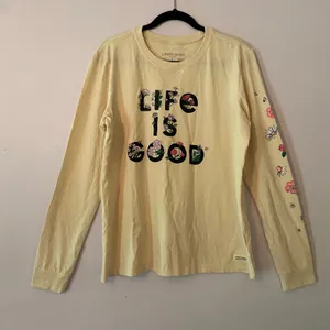 NWOT Life Is Good Cream Floral Spring Crusher Long Sleeve Shirt Women size Large thumbnail 1