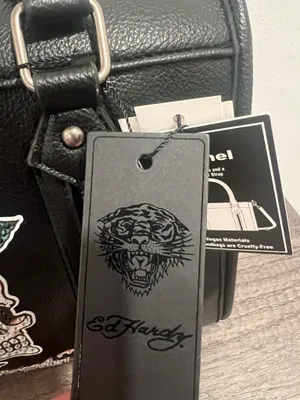 Ed Hardy Black Embellished Skull & Rose Satchel Bag w/ Strap thumbnail 4
