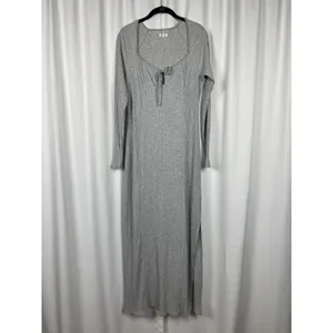 Aerie Gray Ribbed Knit Maxi Dress Sz.L thumbnail 6