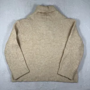 Zara Womens Beige Cable Knit Shawl Neck Sweater Size Small Relaxed Fit Soft Cozy thumbnail 8