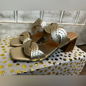 NWT JOIE Soft Gold Heeled Sandal‎ Society size 9.5 thumbnail 4