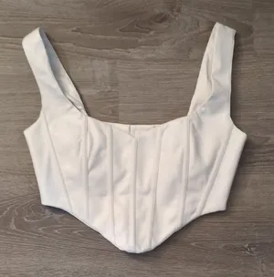 Meshki White Faux Leather Corset Crop Top Size Medium thumbnail 1