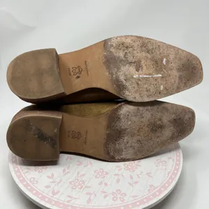 Tory Burch Chelsea Boots Women 10.5 Tan Suede Leather Square Toe Block Heel Pull thumbnail 6