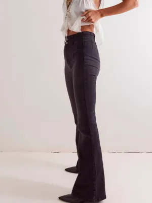 Free People We The Free Jayde Flare Jeans Onyx Black Size 27 thumbnail 2