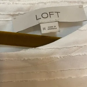 LOFT white striped blouse with ruffled sleeves thumbnail 3