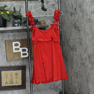 NWT Wild Fable Womens Rosette Mini Babydoll Holiday Dress 91907817 Red 2XS thumbnail 5
