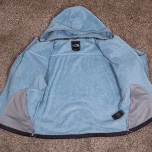 The North Face Osito Fleece‎ Hoodie Womens Medium Blue Full Zip Jacket Coat thumbnail 6