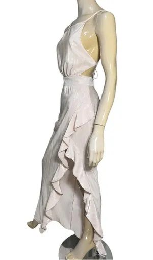 Michael Costello X Revolve Women’s Size XS Light Pink Crinkle Henrik Ruffle Gown thumbnail 6