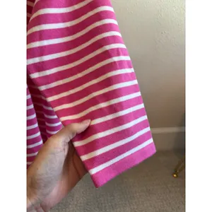 Lauren‎ Ralph Lauren Sweater Womens 1X Pink Striped V-Neck 3/4 Sleeve Preppy thumbnail 3