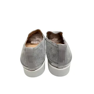 Donald Pliner Grey Leather Lizard Embossed Platform Loafers Shoes 8.5M thumbnail 5
