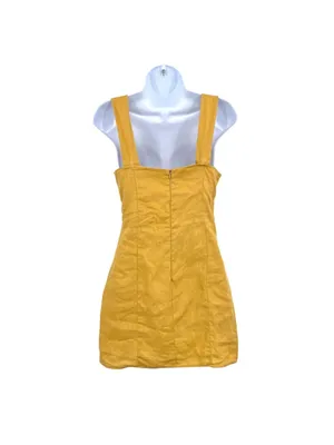 Reformation Kerrigan Linen Mini Dress Ruched Side Tuscan Sun Yellow Size 4 thumbnail 7