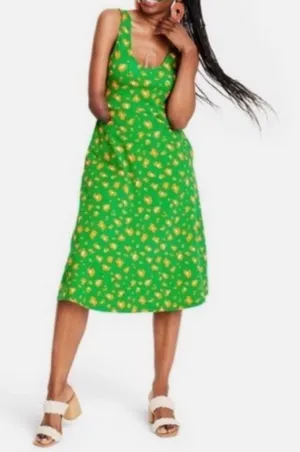 Tabitha Brown for Target Green Leopard Print Scoop‎ Neck Midi Dress Pockets Sz M thumbnail 1