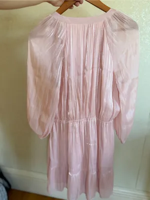 LC Lauren Conrad Light Pink Shimmer Tiered Long-Sleeve Dress large thumbnail 7