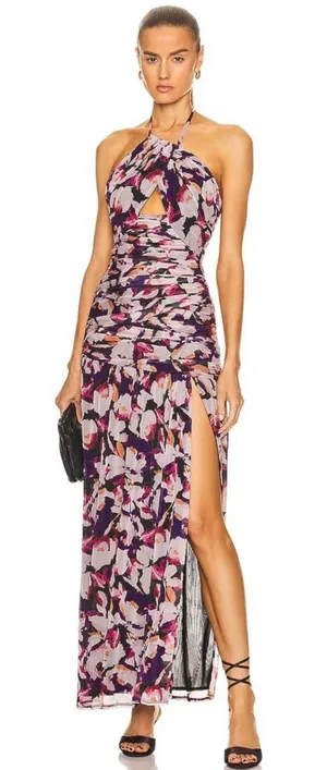 Nicholas Micaela Halter Neck Purple Floral Gown size XSMALL A1 thumbnail 1