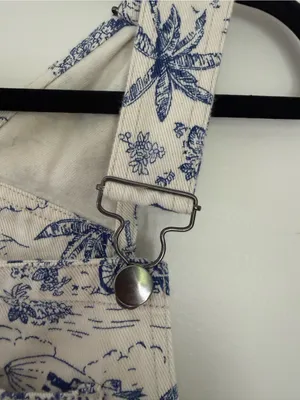 American Apparel Denim Overalls (Cream and Blue Toile Print) thumbnail 4