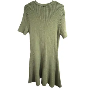 French Connection‎ Green Ribbed Knit Button Front Short Sleeve Fit Flare Dress thumbnail 3
