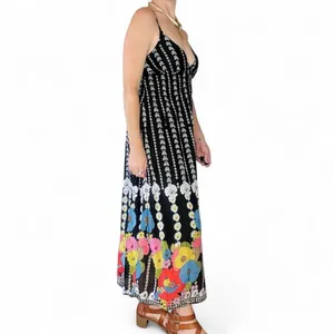 Derek Heart Black White Colorful Floral Sleeveless Maxi Dress thumbnail 4