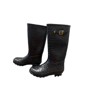 Khombu Womens Black Crocodile-Embossed Rain & Snow Boots Size 10 thumbnail 5