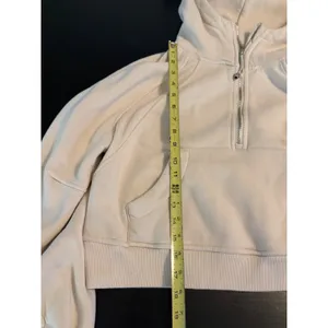 Manifest Offline Womens Cream‎ Quarter Zip Cropped Hoodie Sweatshirty Small thumbnail 2