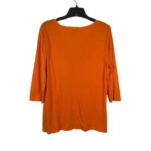 Lauren Ralph Lauren Orange 3/4 Sleeve Henley Top L Southwestern Boho thumbnail 3