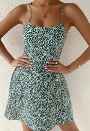 Floral Crisscross Tie Backless Cami Dress thumbnail 1